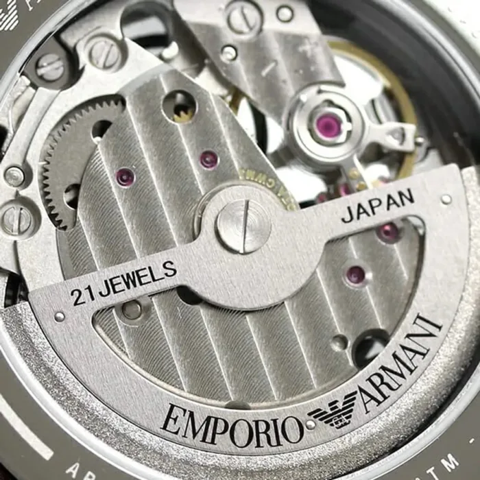 Emporio Armani Meccanico Skeleton Black Dial Black Leather Strap Watch For Men - AR60026 - Image 18